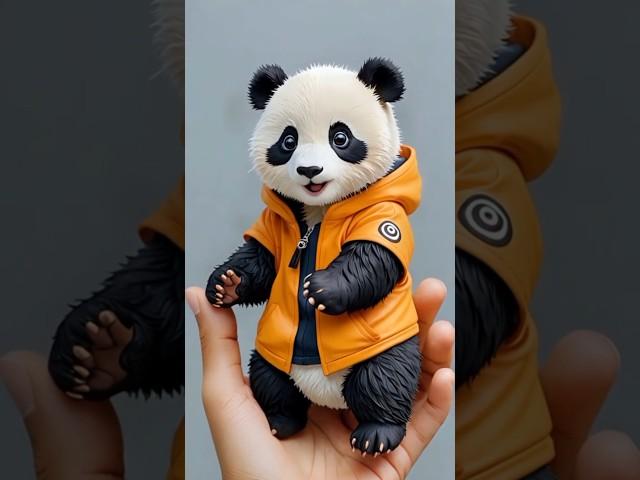 cute adorable panda with naruto uzumaki costume #cuteanimals #cutepanda #panda