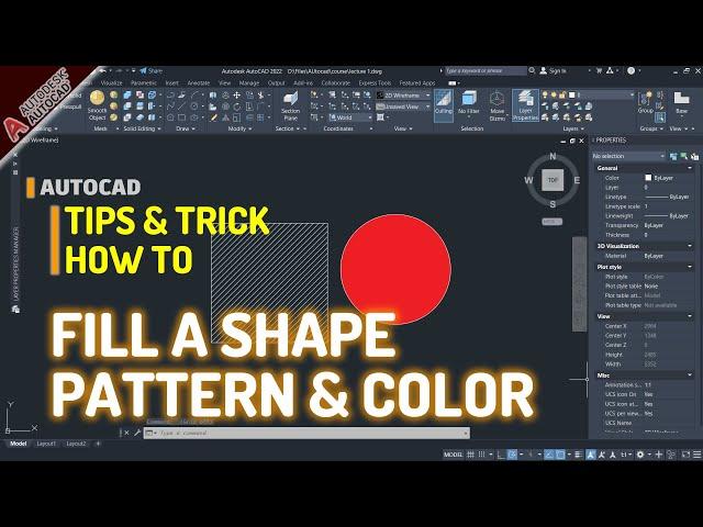 AutoCAD How To Fill Pattern And Color A Shape