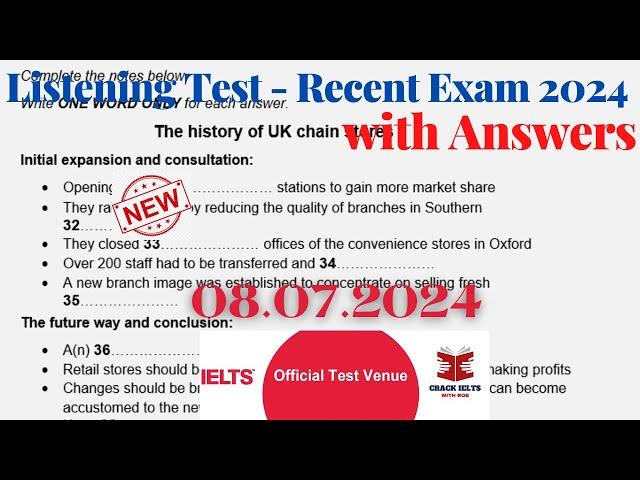 IELTS Listening Actual Test 2024 with Answers | 08.07.2024