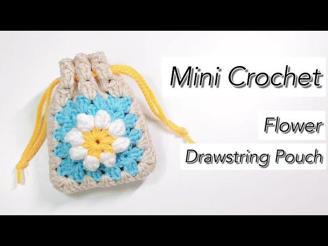 Mini Flower Drawstring Pouch Crochet  Easy for beginner  | Tutorial