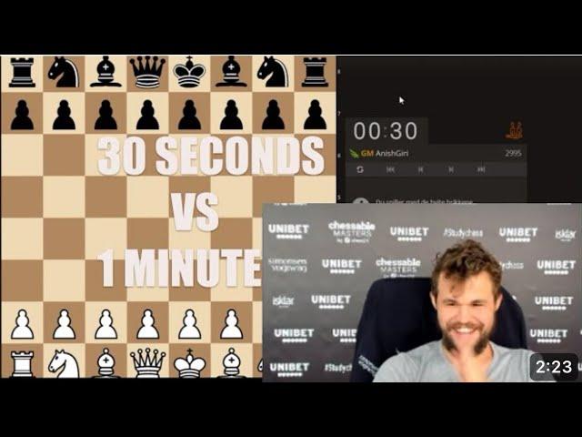 Magnus Carlsen gets TROLLED by Anish Giri in a 1 min game !