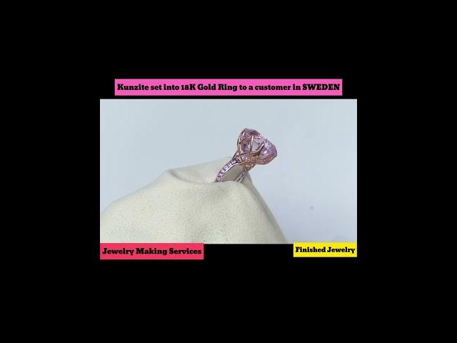 Kunzite set into 18K Gold Ring to a customer in Sweden