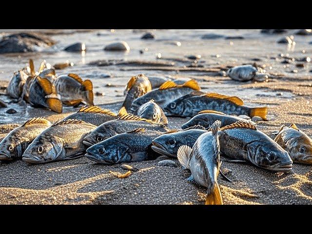 There are many groupers stranded on the beach, and there is also a large nest of octopus！