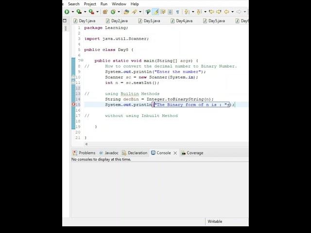 Convert Decimal to Binary in Java! / Day_8 of Learning Logic in Java. #java #codingforbeginners
