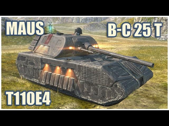 Maus, T110E4 & B-C 25 t • WoT Blitz Gameplay