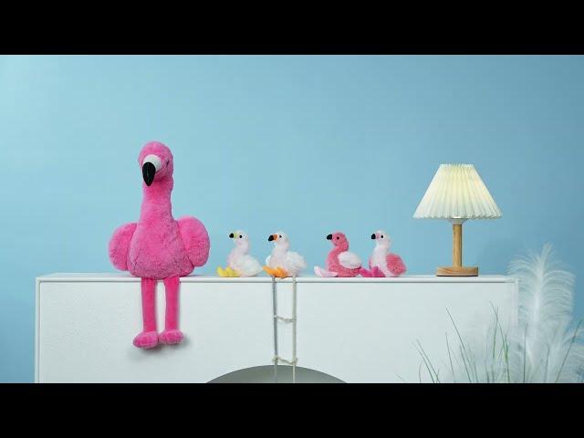 Flamingo Stuffed Animal Babies with Their Mom Stop Motion AnimationMorisMos Stuffed Animals