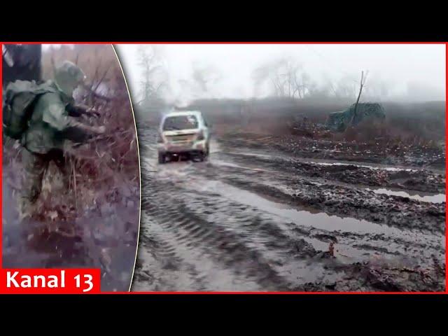 Miserable situation of Russian soldiers at front who were left in hard condition on muddy roads