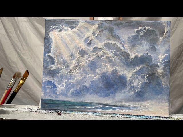 How To Paint The EASIEST CLOUDS ️ acrylic painting tutorial