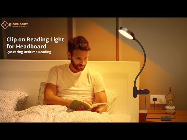 Glocusent 36 LED Bed Light, 3 Colors & 5 Brightness, Perfect Clip on Reading Bed Lamps for Headboard