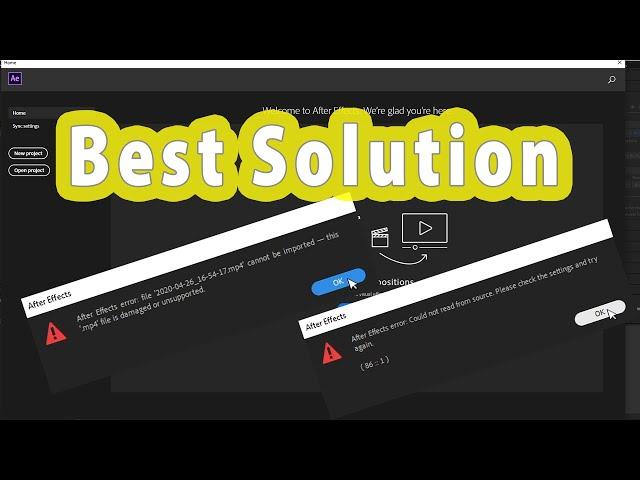 حل مشكلة Fix After Effects 2020 error could not read from source , file is damaged or unsupported