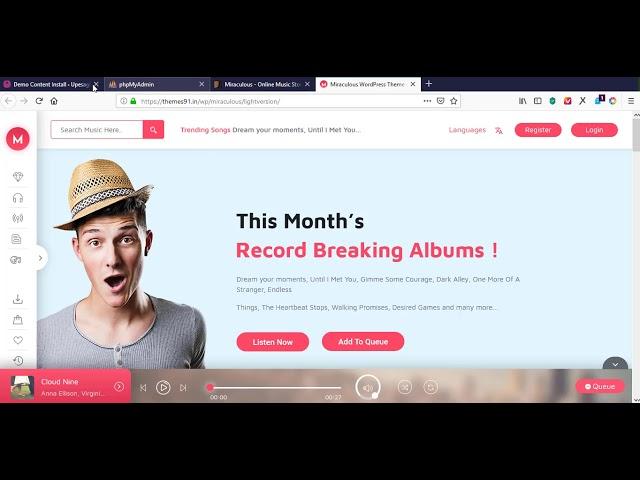 Setting and Installing Demo Content of Miraculous Online Music Store WordPress Theme