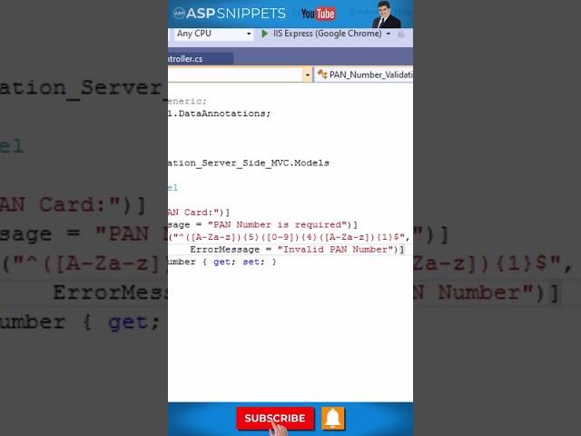 Server Side Indian Pan Card Number validation in ASP.Net MVC