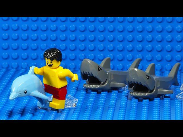 Lego City Beach Dolphin Shark Attack