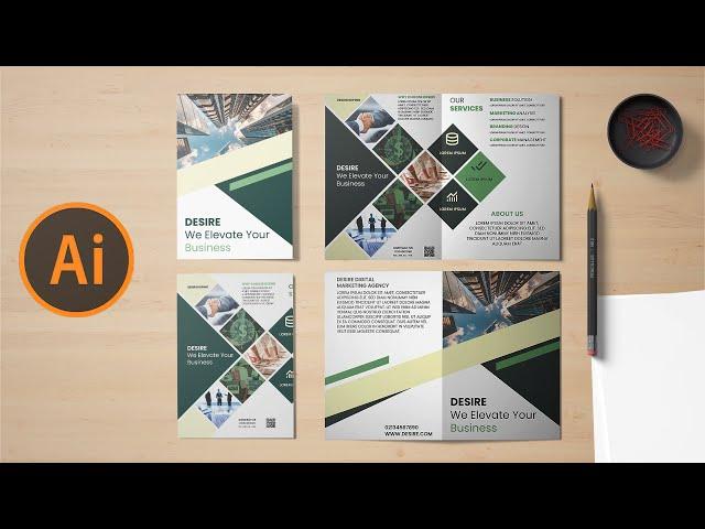 Design a Creative Bi Fold Brochure with Illustrator