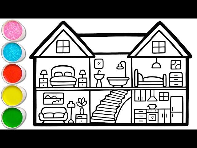 Miniature House Drawing, Painting and Coloring for Kids & Toddlers | Let's Draw, Paint Together #254