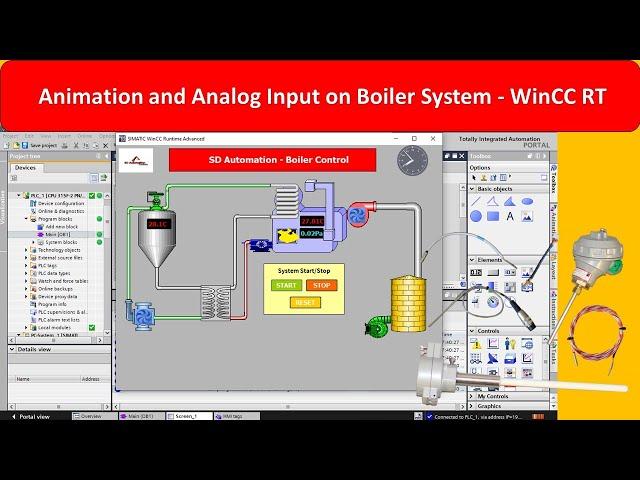 Animation and Analog Input on Boiler System - WinCC RT | Siemens SCADA | TIA Portal V15 | Animation