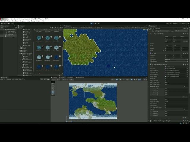 Unity Procedural Generated 2d Hex Grid Map Showcase | Using Tile maps