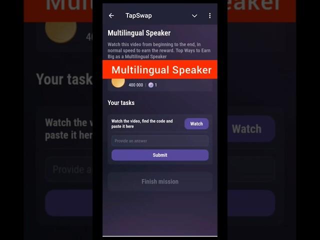 Tapswap new code todayMultilingual Speaker | tapswap code….. #tapswap #shorts