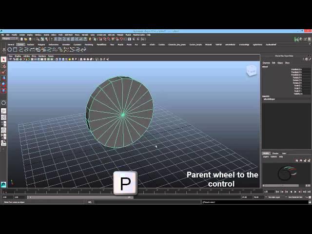 One Line Wheel Auto Rotation Script (Maya wheel Rigging Basic)