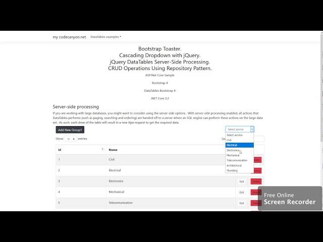 jQuery DataTables Server-Side Processing in ASP.NET Core MVC Using Repository Pattern