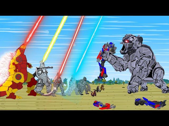 TEAM Godzilla vs (OPTIMUS PRIME - KONG) Transformers: Rise of the Beasts | Godzilla Cartoon Version