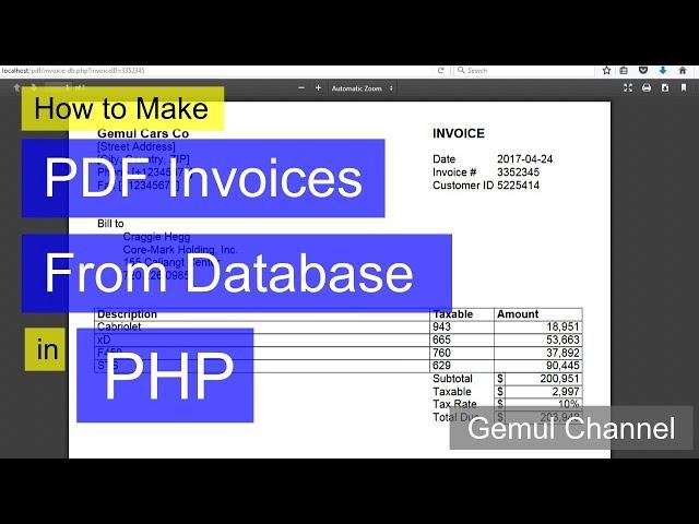 How to Make PDF Invoices From Database in PHP | PHP FPDF Tutorial #example1