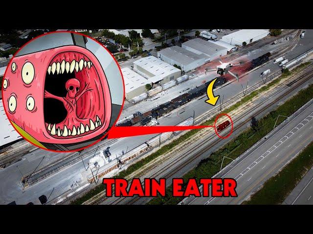 DRONE CATCHES TRAIN EATER EATING A TRAIN IN REAL LIFE! | THE TRAIN EATER