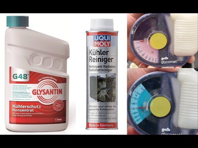 Kühlmittel wechseln rot auf grün,  Liqui Moly Kühler Reiniger und Kühlsystem entlüften BMW E39