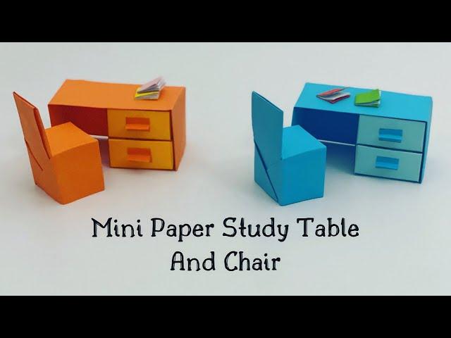 DIY MINI PAPER STUDY TABLE & CHAIR/ Paper Craft / Easy Origami Table & Chair DIY / Paper Crafts Easy