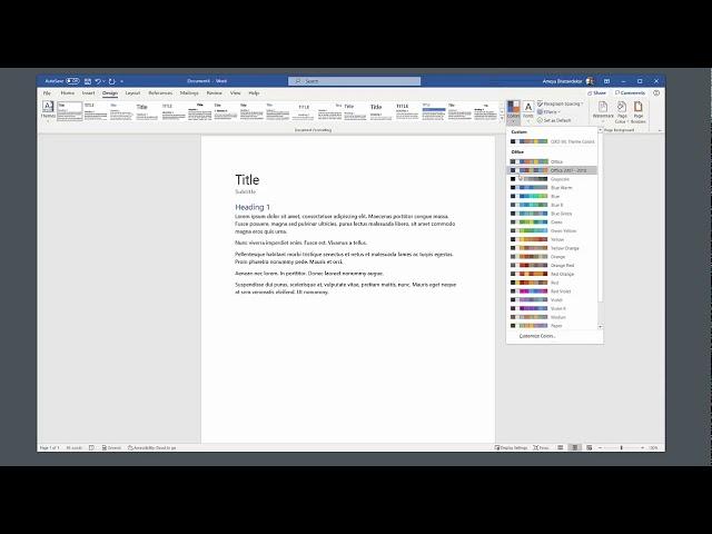 Creating a custom theme (fonts and colors) for Office Word