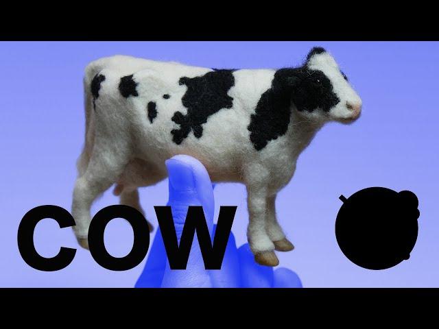 "Cow" The process of making with wool felt