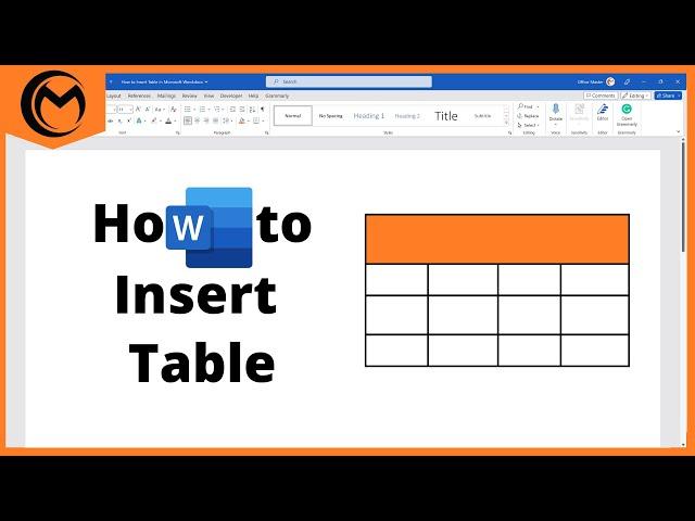 How to Insert Table In Microsoft Word