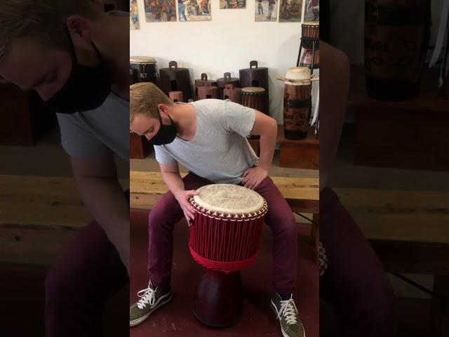 Padauk Lathe Turned Djembe built and Carved at Motherland. Demo by Clayton Kraus