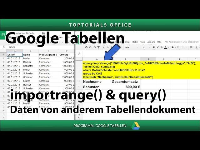 importrange und query kombinieren (Google Tabellen / Spreadsheets)