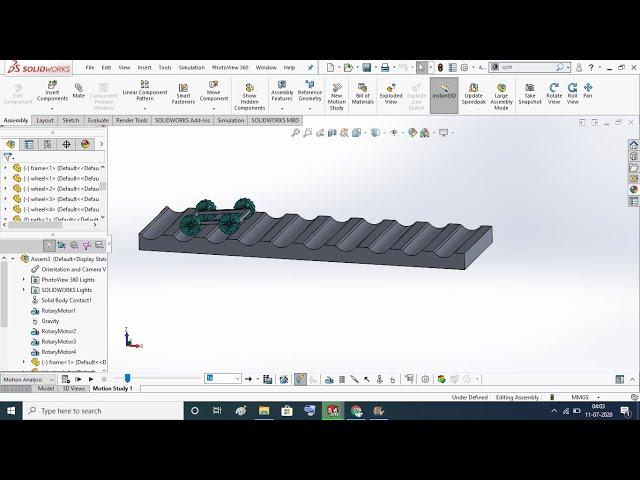 Car motion study in Solidworks (Satisfying video)