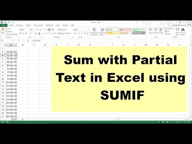 Excel formula: Sum if cell contains text in another cell  | Sum with Partial Text