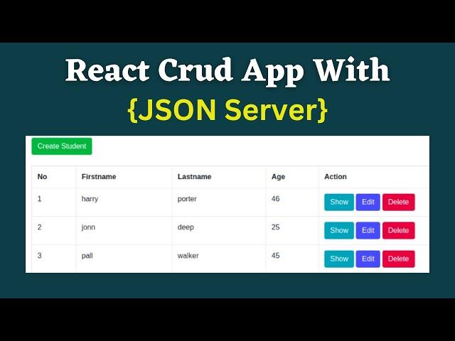 React Axios Crud App with JSON server | ReactJS Axios Rest API | React Crud App with JSON server