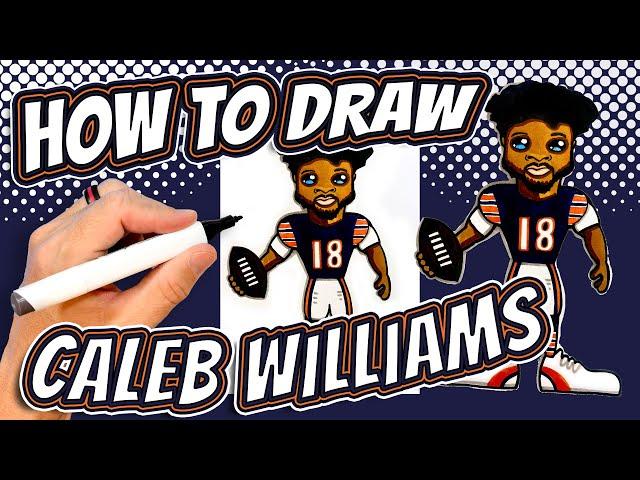 How to Draw Caleb Williams for Kids - Chicago Bears NFL Football