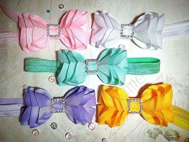 Повязки резинки бантики из лент канзаши МК / hair clips ribbon kanzashi DIY