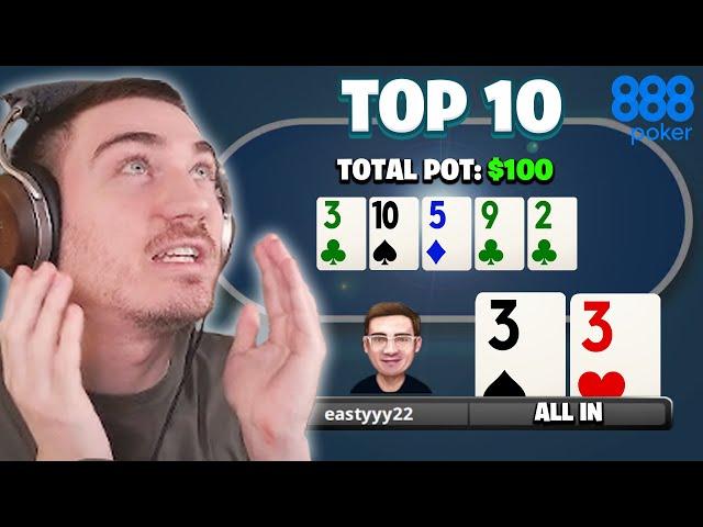 Getting COMPLETELY DESTROYED at 50NL?! | Top 10 Poker Hands Ep. 99