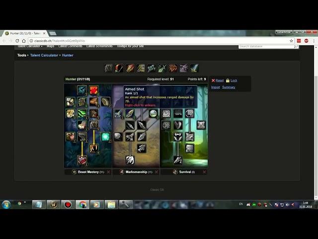Таланты для прокачки Охотника World of WarCraft Classic 1.12.1