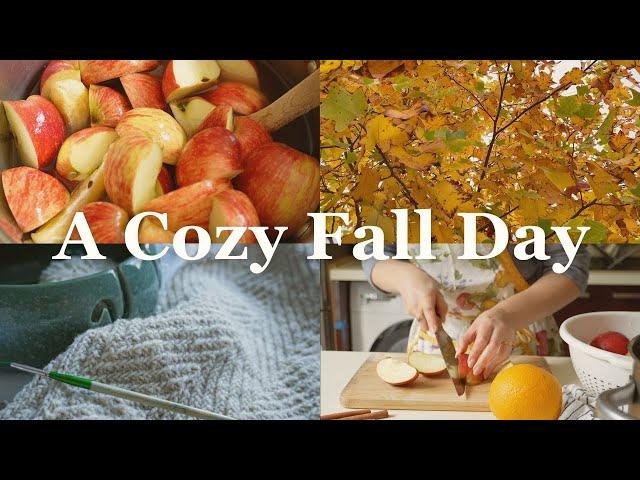 A Cozy Fall Day in the Life  knitting, homemade apple cider, sewing, yoga, & getting outside