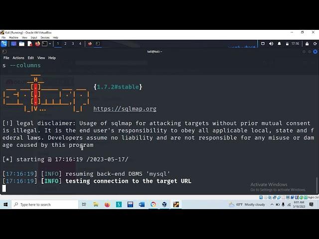 Using sqlmap to find database name, table, columns and data