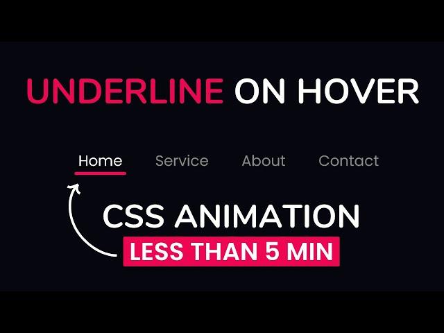 Draw Underline Link on Hover Effect | CSS Menu Hover Effect With Animation