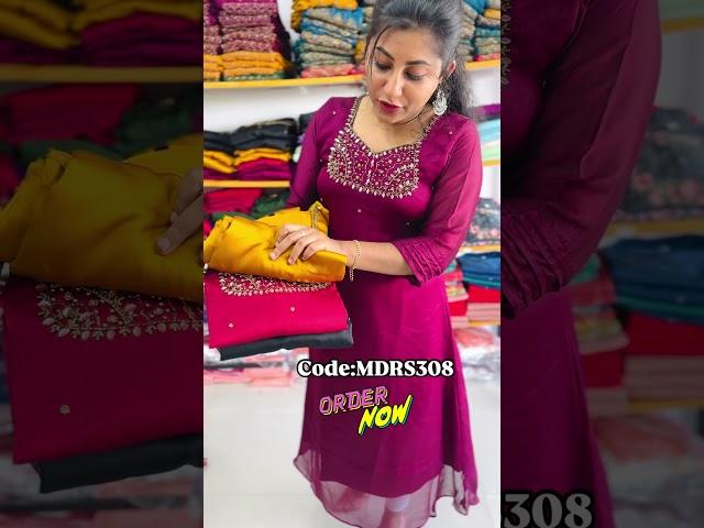 Satin shifforn kurthi with beautiful handwork #trending #onlineshopping #kurtisonline #salwarsuit