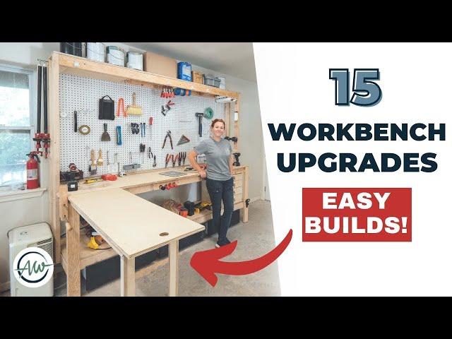 15 Easy Workbench Improvements | Upgrading The Garage Workbench | Adding Storage