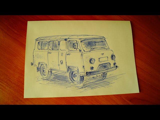 Как нарисовать УАЗ буханку,  труповозку  How to draw a car UAZ