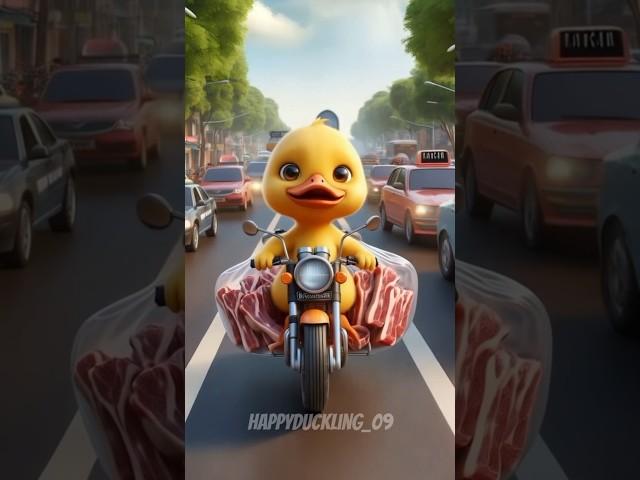 The duckling make beef steak for his master #short #duck #cute #funny #ai