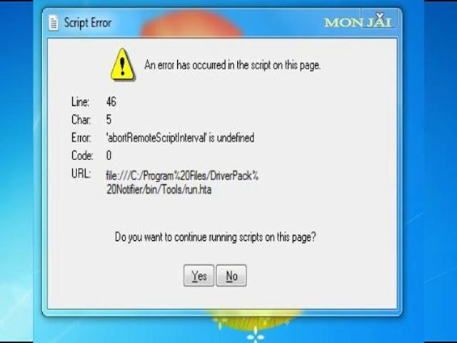 Script Error in windows 7