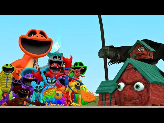 Nightmare House Family Vs All Smiling Critters & Yarnaby Poppy Playtime Chapter 4 In Garry's Mod